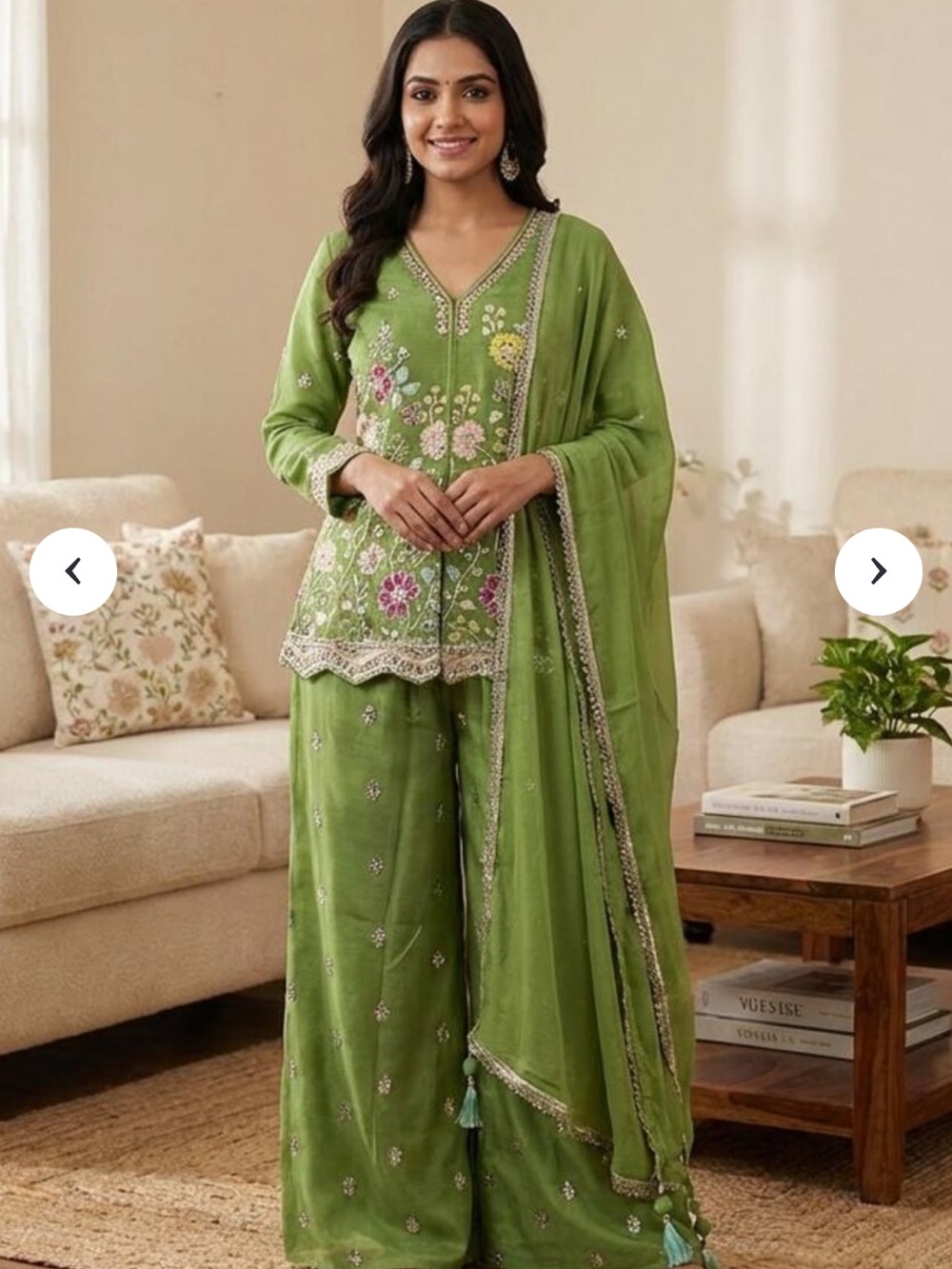 Green Embroidered Salwar Kameez Set with Dupatta